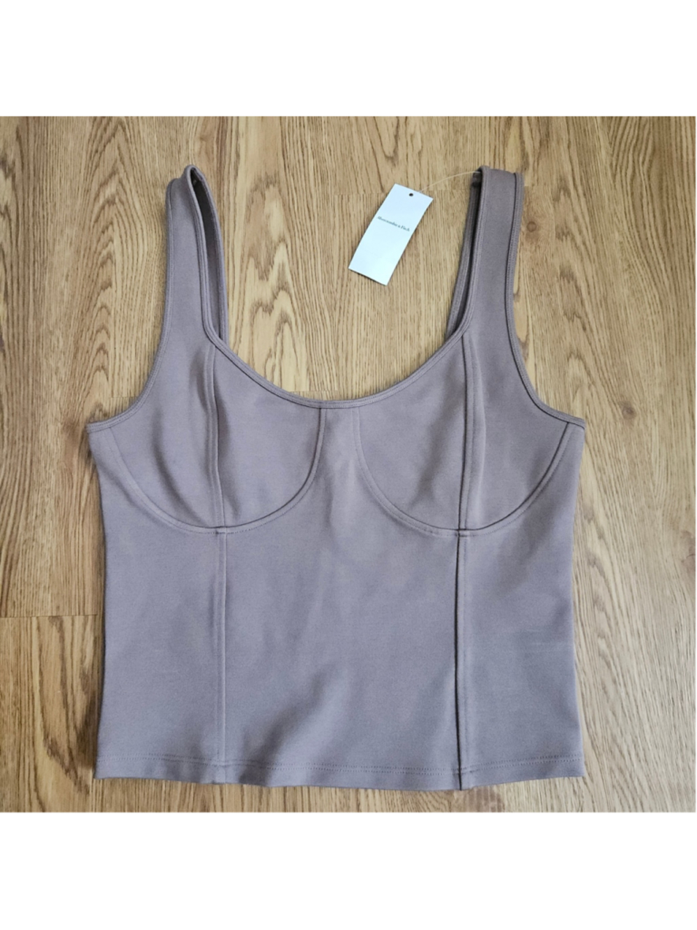 Abercrombie & Fitch Cropped Tank Taupe Womens Small Soft A&F Collection NWT